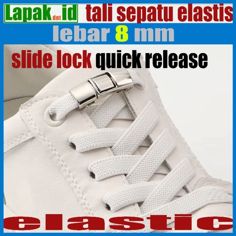 lazy elastic no tie shoelace flat tali sepatu lebar metal lock