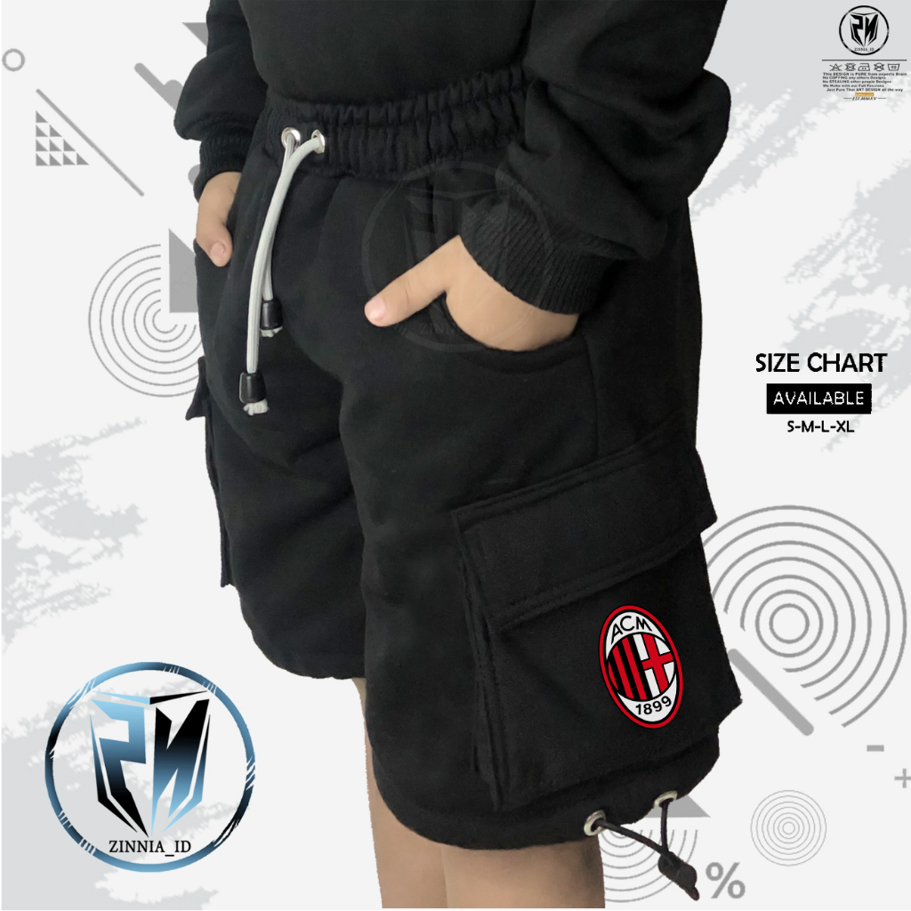 CELANA PENDEK ANAK CARGO AC MILAN / CELANA BOLA ANAK AC MILAN