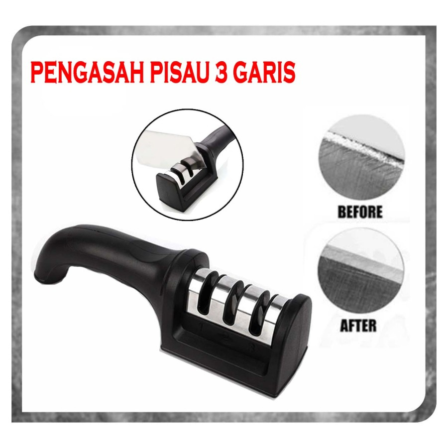 Asahan Pisau Gunting Manual 3 Step Knife Sharpener Pengasah Pisau