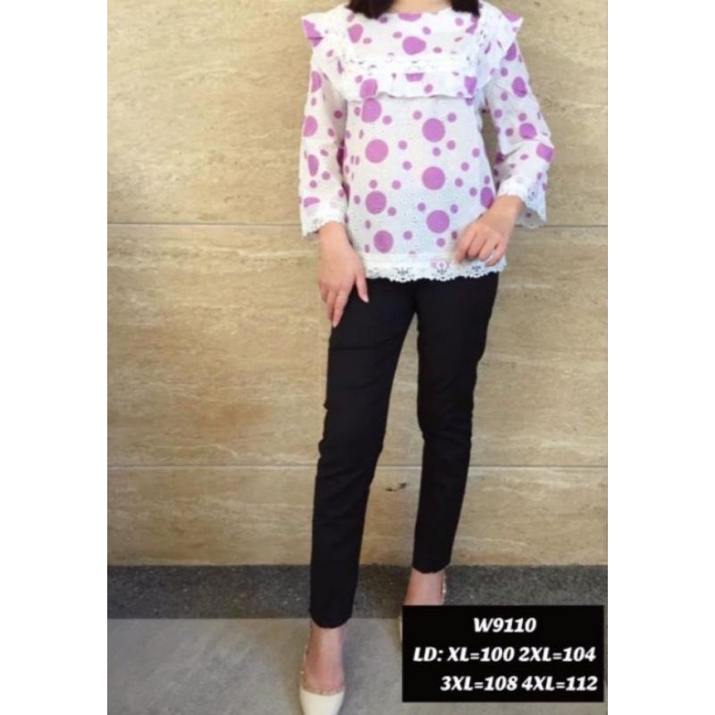 ATASAN KATUN CHIBI BOLONG MOTIF POLKADOT WARNA UNGU