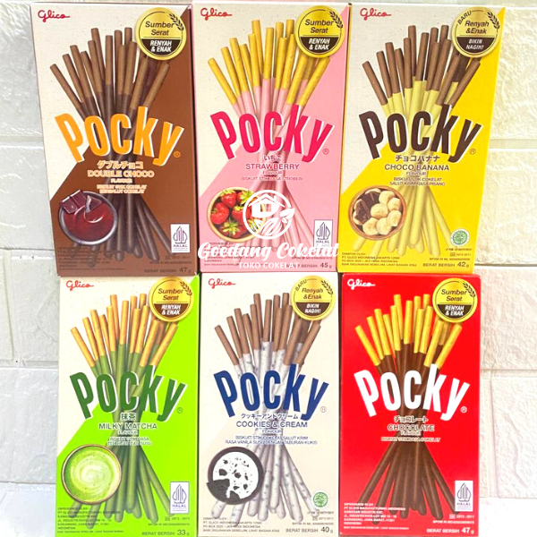 

Glico POCKY Snack Impor Halal / Biskuit Bersalut Coklat Rasa Kemasan Besar 47 / 45 / 42 / 40 g gram