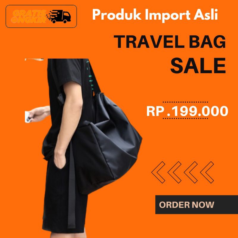 Duffle Bag Tas Travel Olahraga Gym Selempang Jinjing Pria Wanita Import CK