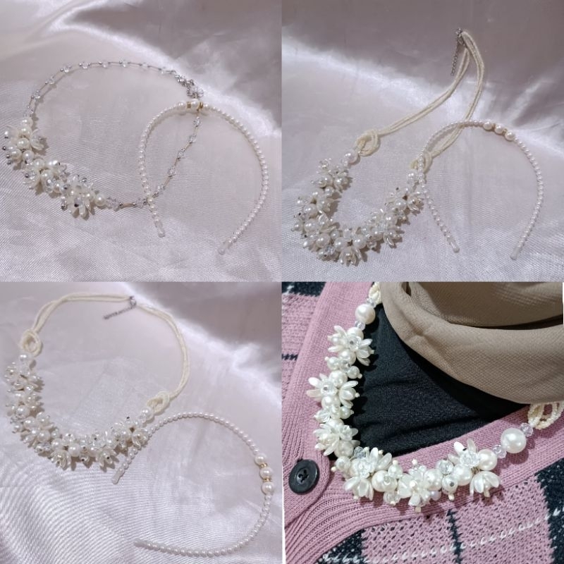 KALUNG HIJAB MUTIARA SET BANDO MUTIARA