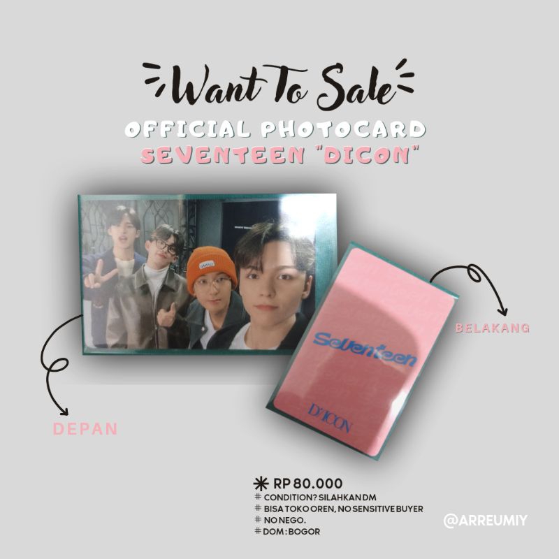 OFFICIAL PHOTOCARD SEVENTEEN DICON