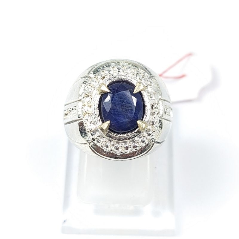 CINCIN BATU PERMATA BERSERTIFIKAT NATURAL BLUE SAPHIER MADAGASCAR KODE 02526