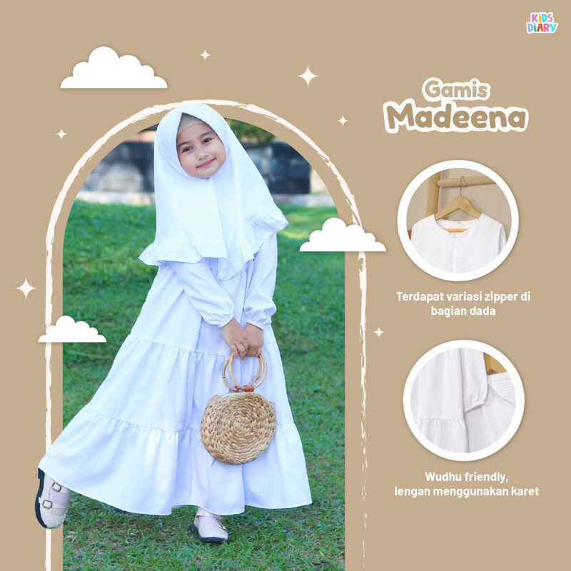 gamis putih anak set jilbab murah by kids diary | gamis putih set jilbab anak tk sd