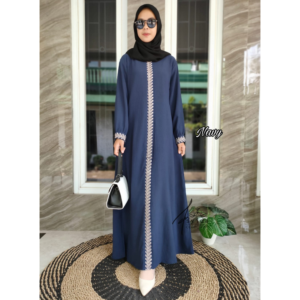 Gamis Abaya Aneska Crinkle Airflow Bordir Premium Terbaru