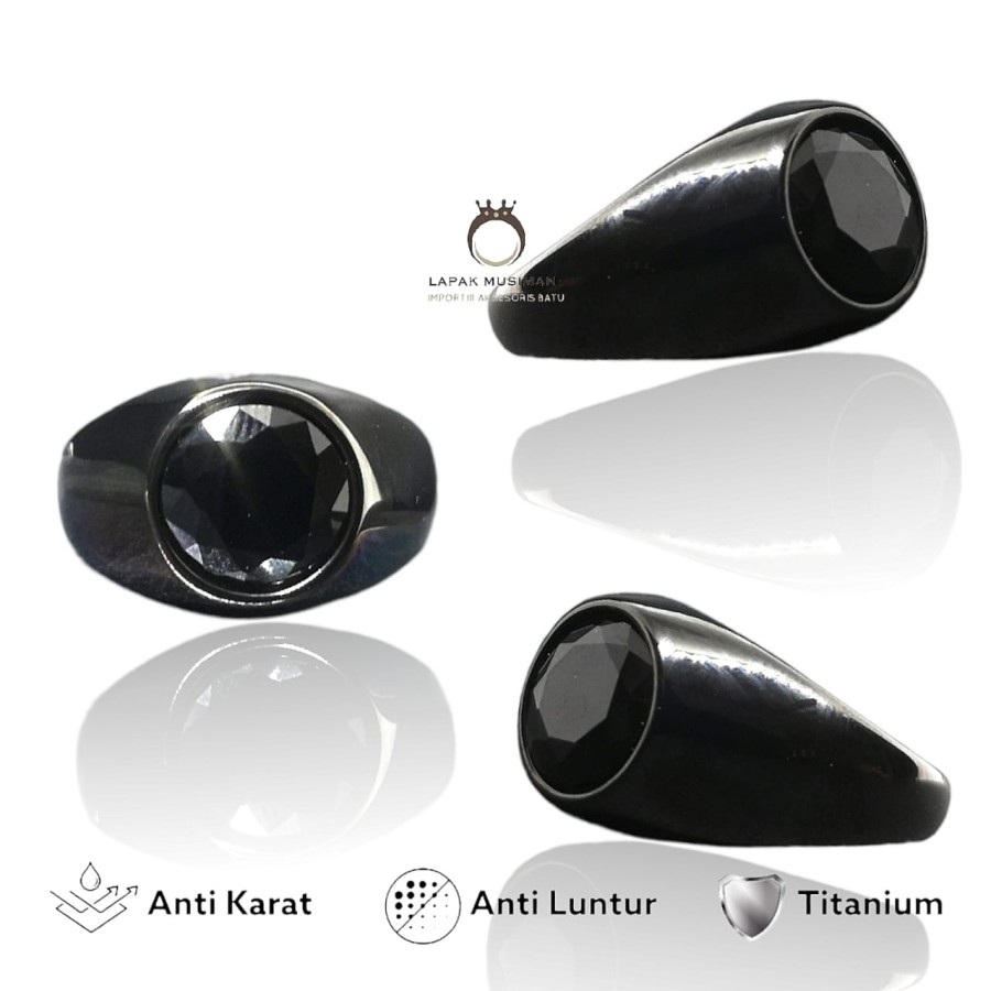 [Bayar di Tempat] Cincin Pria Batu Alami Hajar Jahanam Ring Titanium Anti Karat Asli