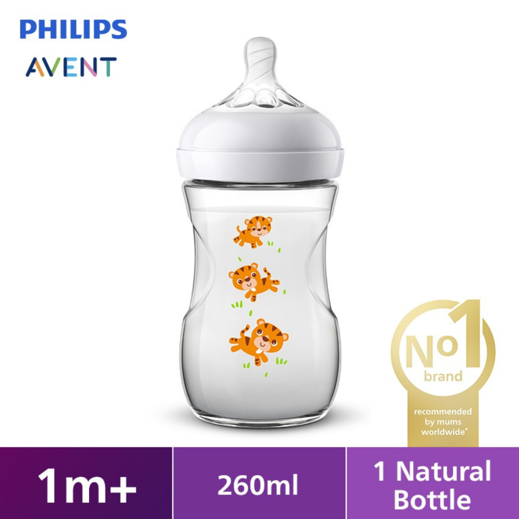 Philips Avent Natural Bottle Single Tiger 260ml/9Oz Botol Bayi 1m+