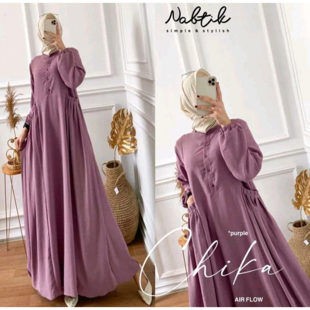 BAJU GAMIS WANITA CRINKLE PREMIUM CIKA// MAXY CHIKA DRESS KEKINIAN// GAMIS POLOS VIRAL