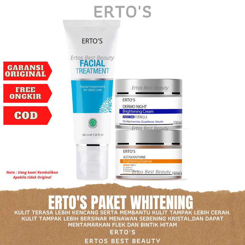 Ertos Paket Whitening Flek Hitam 3IN1 ( Facial Treatment, Night Cream, Astaxanthine )