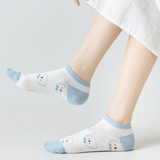 GO!KK1225 Kaos Kaki Wanita Motif Beruang Biru Muda Kaus Kaki Pendek Fashion Korean Unisex Semata Kaki Blue Bear Socks