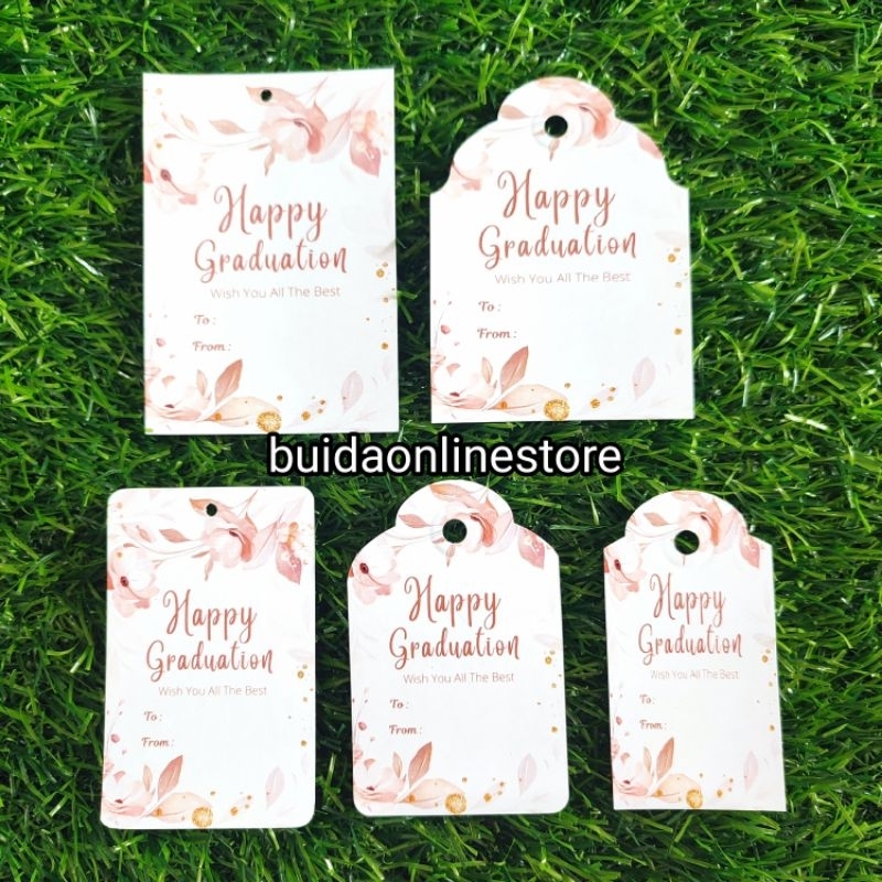 

Hangtag Happy Graduation Label Selamat Wisuda Kartu Ucapan hari kelulusan sekolah dekorasi hampers hadiah gift parcel bisa custom tulisan