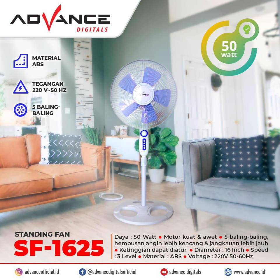 Advance Stand Fan 16&quot; Inch SF 1625 / Kipas Angin Berdiri 5 Baling