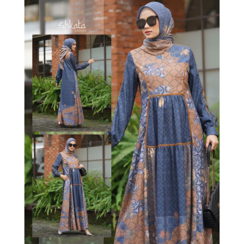 Premium Dareen Navy Shkata Gamis Kerudung