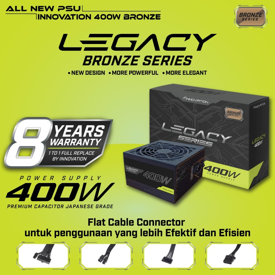 PSU Innovation 400W Bronze (Garansi 8 Tahun Ganti Baru) power  supply