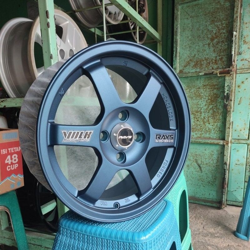 VELG MOBIL BARU PROMO MURAH VOLK RAYS / TE37 RING 15 PCD 4×100 WARNA PUTIH, HITAM, BIRU