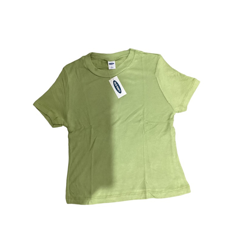 Short Sleeves Cropped Slim Fit Rib Knit T-Shirt Old Navy sisa ekspor