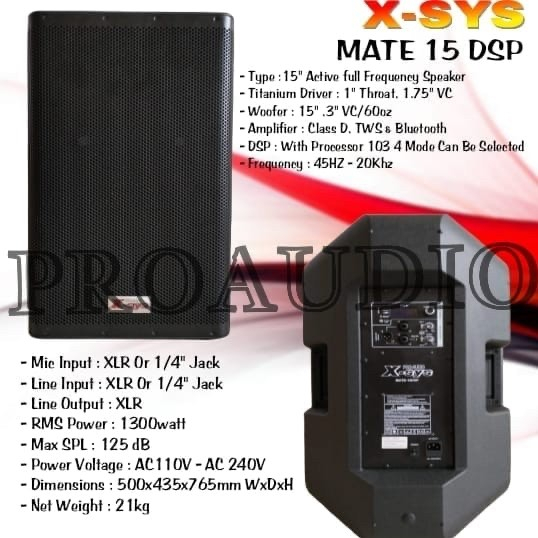 SPEAKER AKTIF X-SYS X SYS MATE 15 DSP 1300 WATT 2 BUAH ORIGINAL