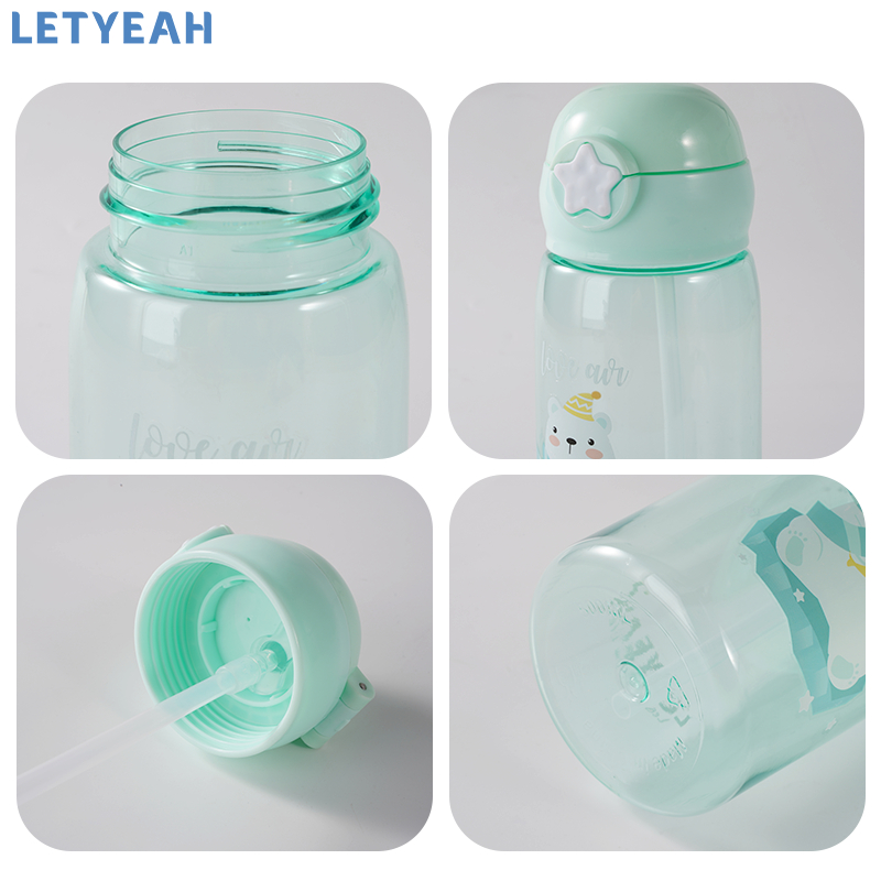 letyeah Botol minum anak dengan sedotan /tempat minum 520ml botol air minum aesthetic /Bpa free