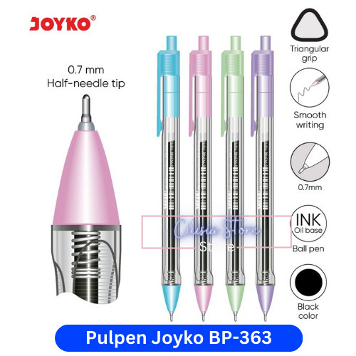 

Pulpen Joyko / Ballpen Joyko BP-363 0.7mm Vokus Trans PTL / Isi 12 Pcs