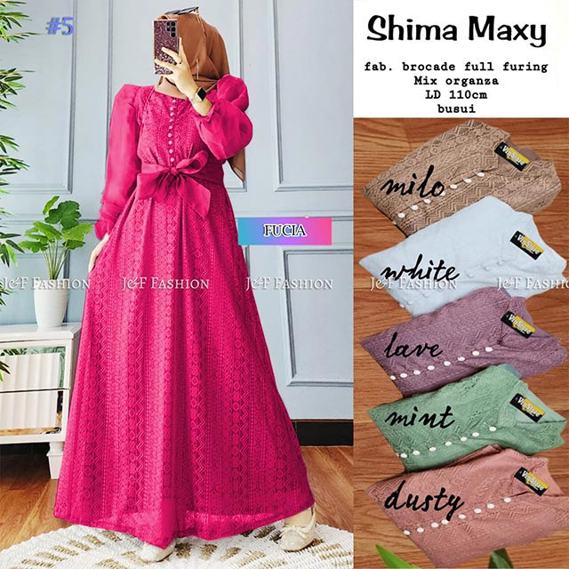 FSHION MUSLIM KEKINIAN NYAMAN DI PAKAI REALPICT COD SHIMA 5 MAXY  Matt Brukat Kombi Organza, Busui, 