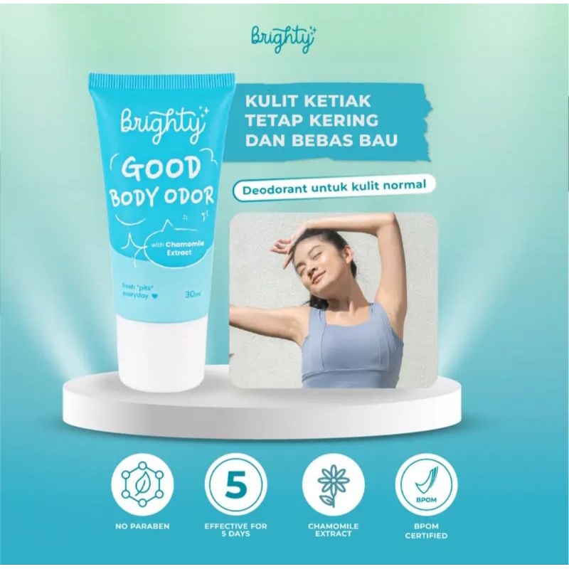 BRIGHTY GLOWING UNDERARM GEL GOOD BODY ODOR DAN AHA HERO EXFOLIATING LIQUID SERUM PEMUTIH KETIAK DAN JERAWAT PUNGGUNG