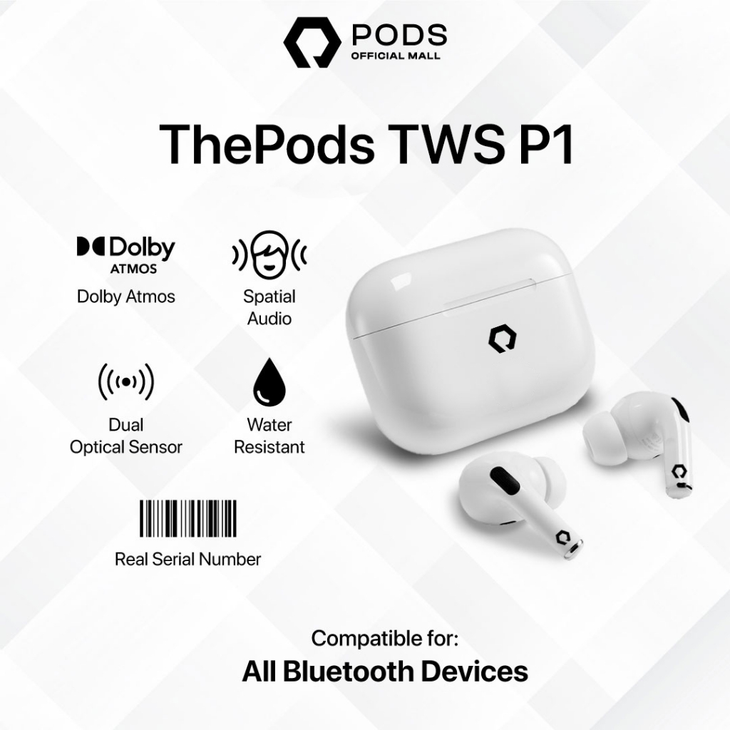 ThePods Pro TWS P1 2023 Edition Final Upgrade Wireless Charging  [ Pop Up  &amp; Serial Number Detectable] Headset Bluetooth by Pods Indonesiaaaaaa