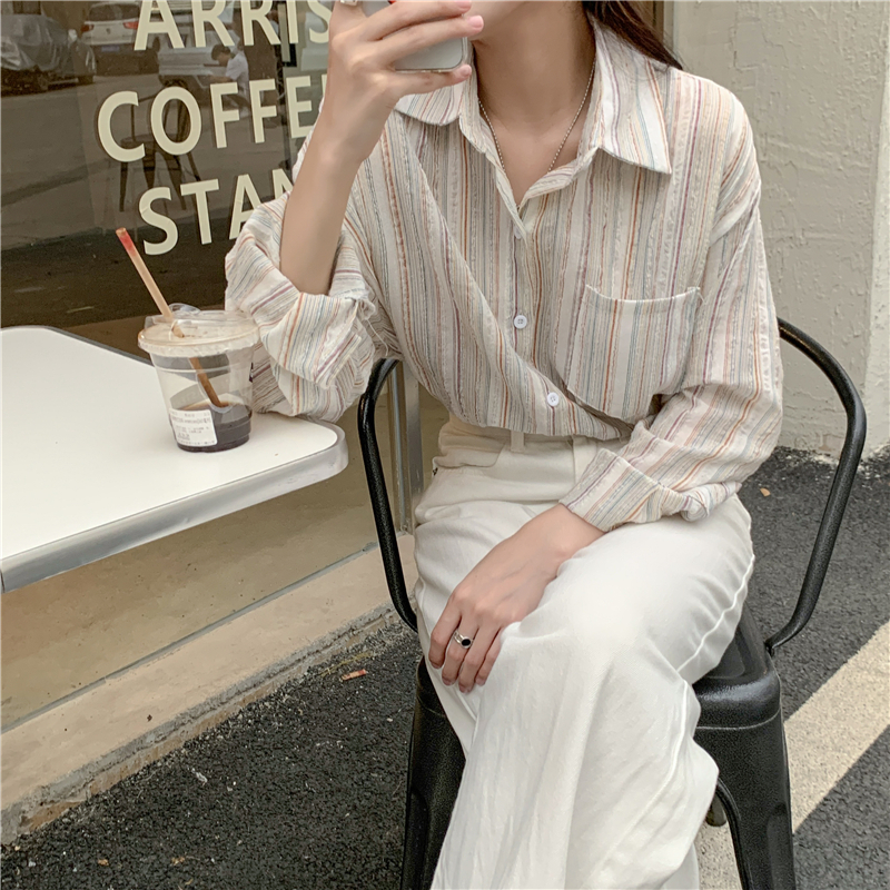 EUNII Korean Style Kemeja Wanita Shirt Terbaru Causual Import Loose Blouse Wanita