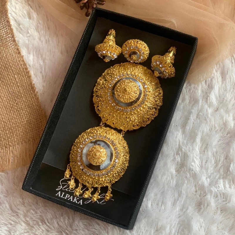 Set bros abstrak tumpuk 2 / aksesoris bros / aksesoris kebaya / alpaka bali / premium