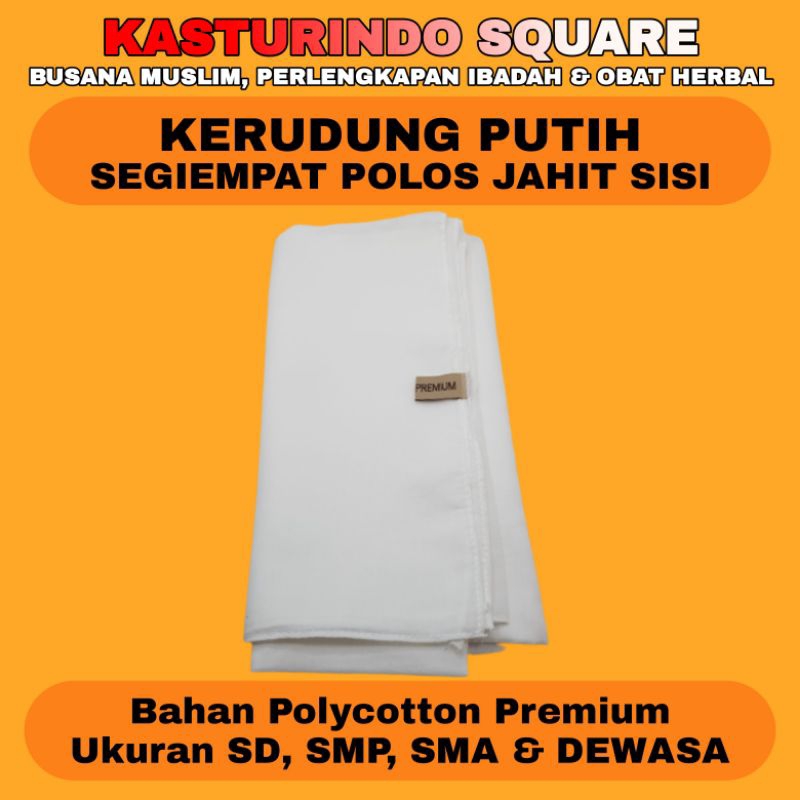 Kerudung Segiempat Putih SMP SMA Polos Hijab Jilbab Sekolah