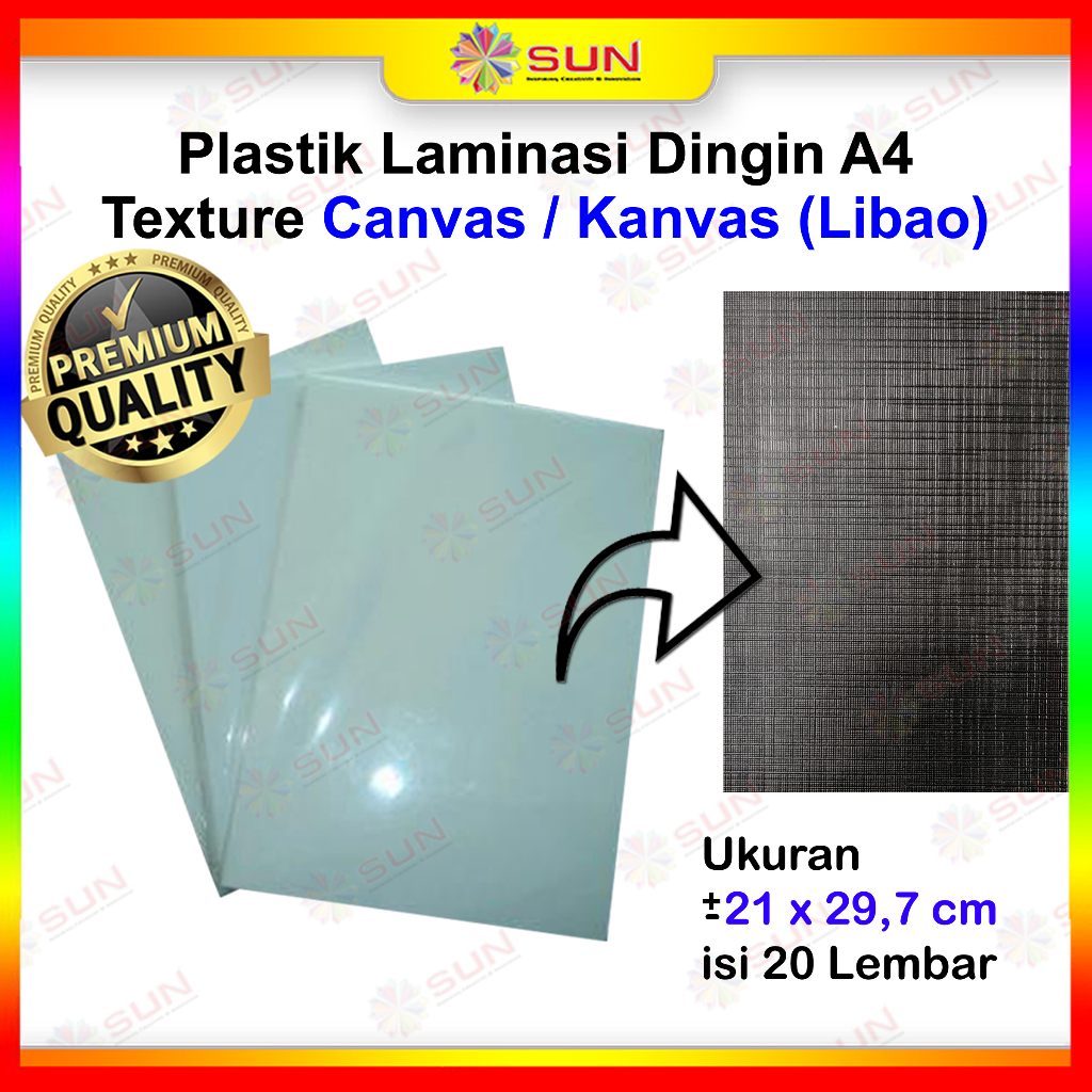 

Plastik Laminasi Dingin Tebal A4 - Texture CANVAS, Doff Halus