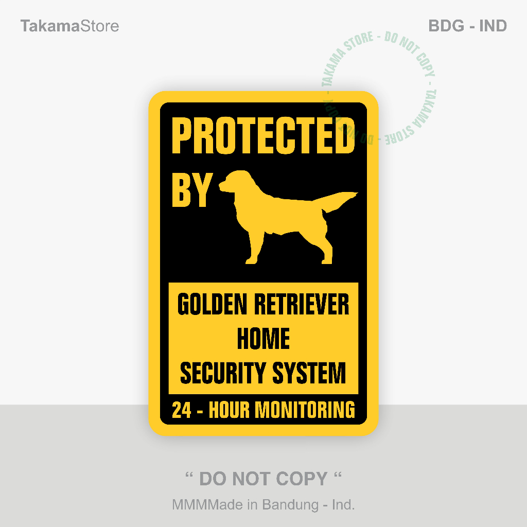 

Golden retriever home security system sign - Size 20cm x 30cm - Alumunium plate