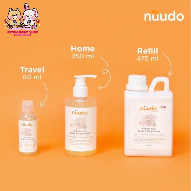 Nuudo Bubbly Kids Body &amp; Face Wash 60 ml/250 ml/450ml Sabun Mandi Sabun Muka Anak