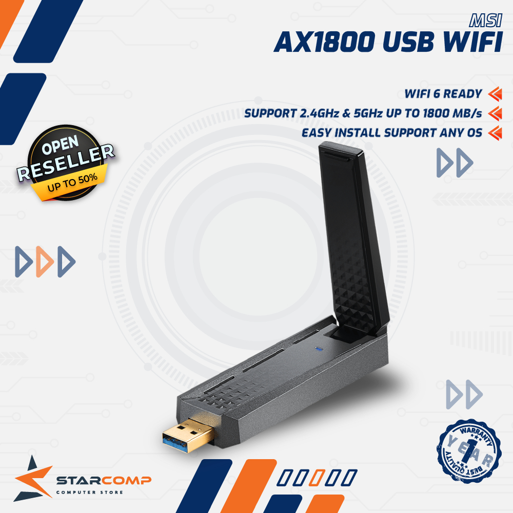 MSI AX1800 WiFi 6 Dual-Band USB Adapter AX 1800