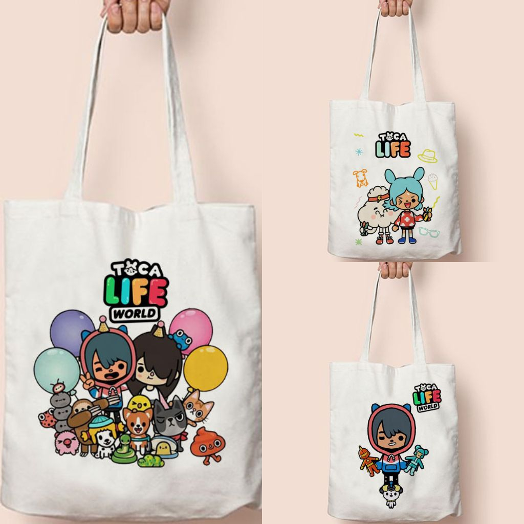 Totebag Goodiebag Tas Serut Kanvas Toca Life Souvenir Ulang Tahun Ultah Les Anak Bingkisan Snack Goodybag