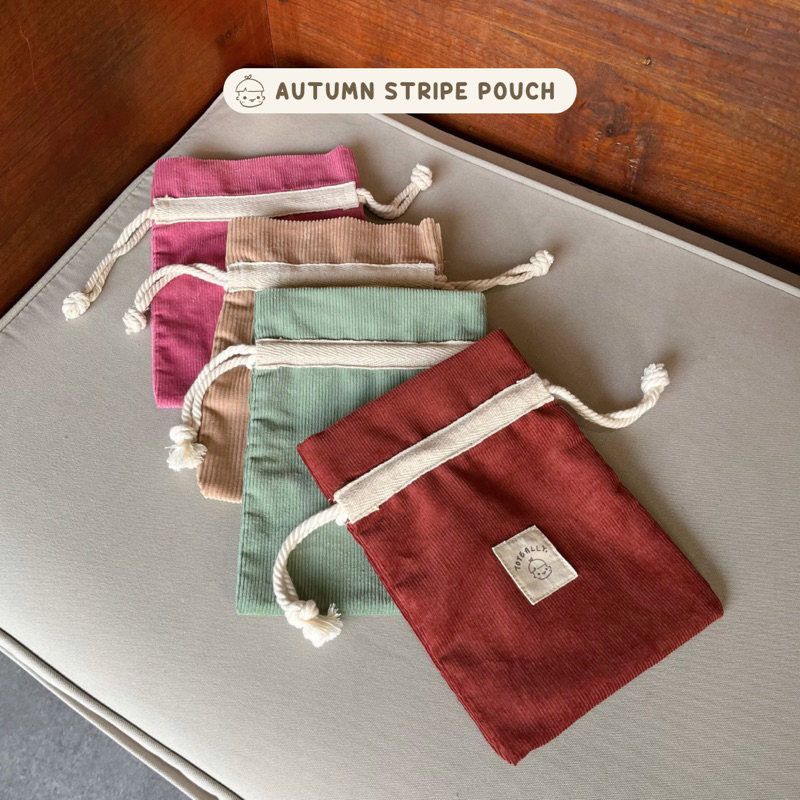 Toteally Autumn Stripe Pouch | Bag Organizer, Pouch Serut, Drawstring Pouch