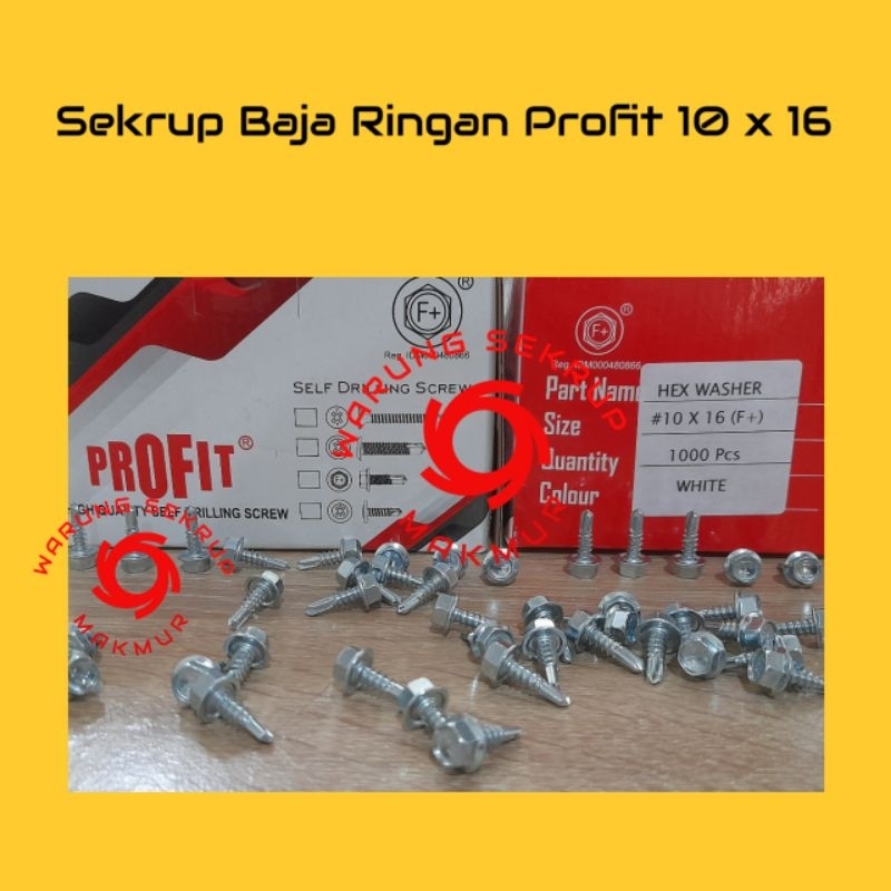 (100 pcs) Skrup Sekrup Baja Ringan Roofing Profit 10x16