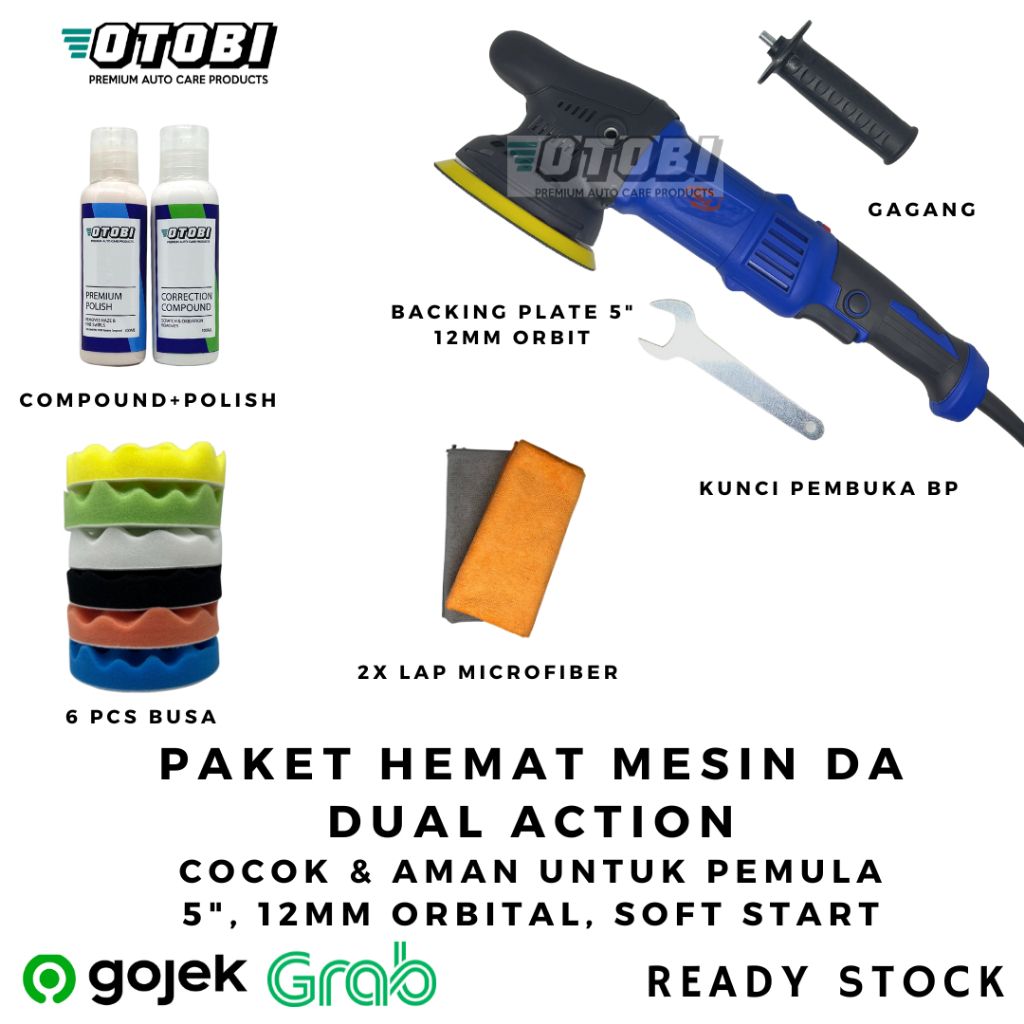 Paket Hemat Mesin Poles Mobil Dual Action H&amp;L Dengan Busa &amp; Obat Poles