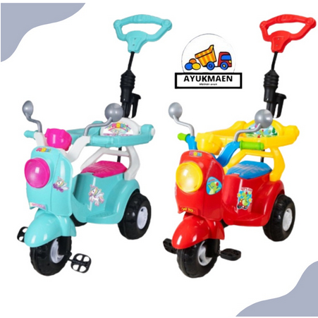 Sepeda Scoopy Dorong Anak Roda 3 Plastik / Speda Skupi Skuter LB0027 / Kereta Dorong Anak Perempuan