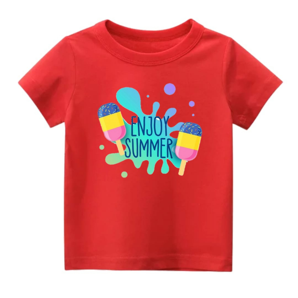 Rdkidzid Atasan Baju Kaos Anak Perempuan Dan Laki Laki Motif Enjoy Summer