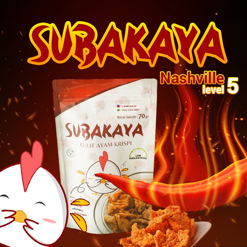 SUBAKAYA KULIT AYAM GORENG CRISPY KULIT KRISPY CHICKEN SKIN ORIGINAL NASHVILLE PEDAS MANIS 70G