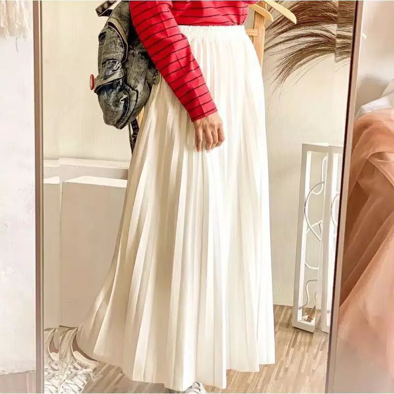 QUEEN COD ROK PLISKET PUTIH TULANG MUSLIM BAHAN HYGET PREMIUM ADEM FIT TO ALLSIZE.