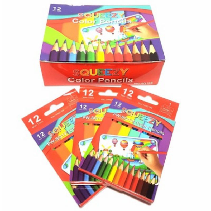 

1 Pack Pensil Warna Pendek Squeezy PW-SQ12S
