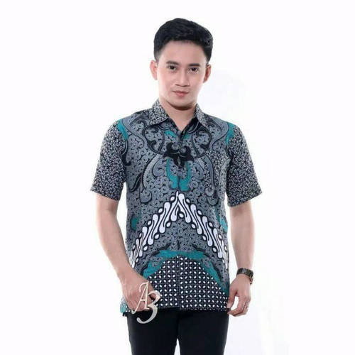 Batik HRB026 Kenongo Hem Kemeja Batik Pria Lengan Pendek