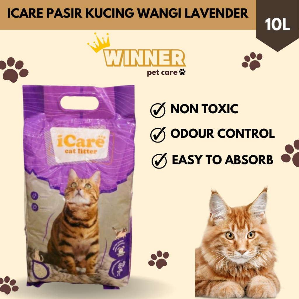 ICARE Premium Import Pasir Kucing Cat Litter Wangi Lavender 10 Liter