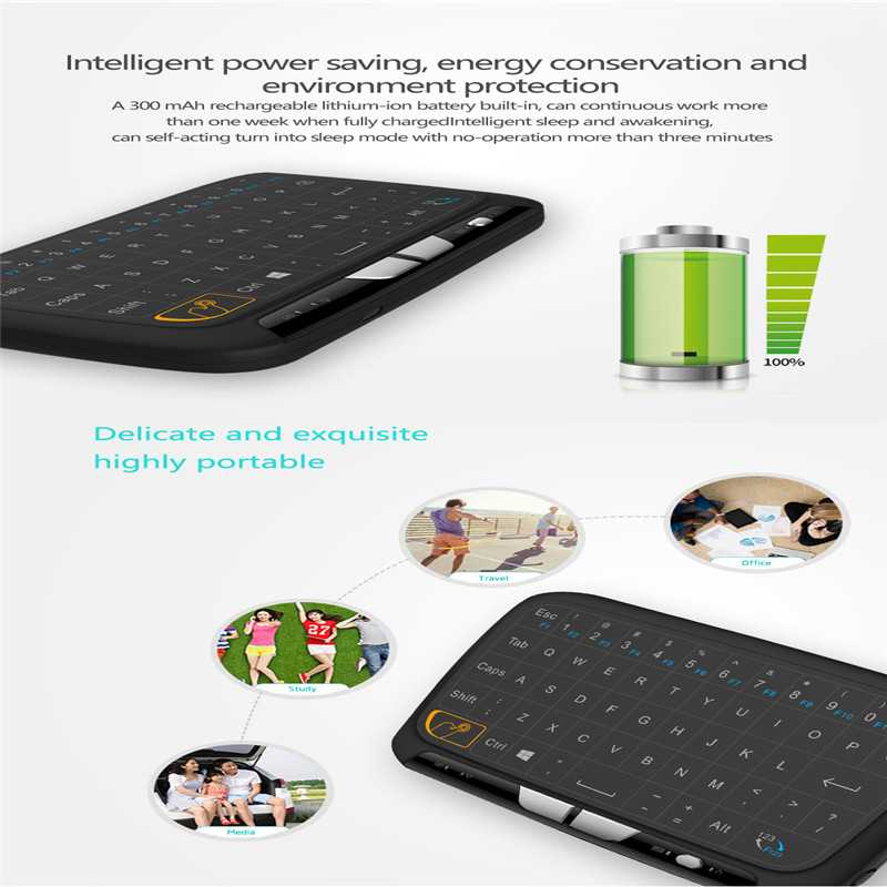 Keyboard Wireless Touchpad Air Mouse 2.4 GHz di Smart TV dan PC 300mAh Rechargeable