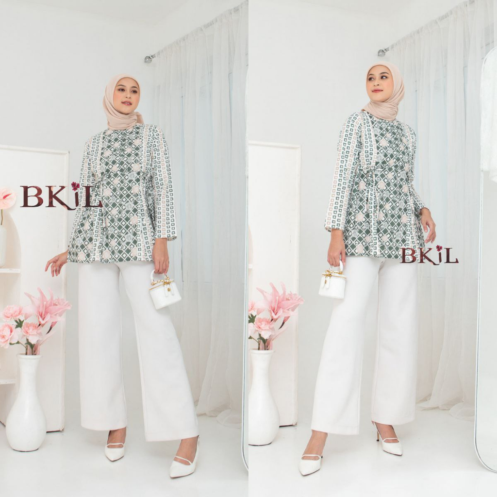 Baju Batik Wanita Modern Atasan Blouse Batik Kerja Kantor Wanita