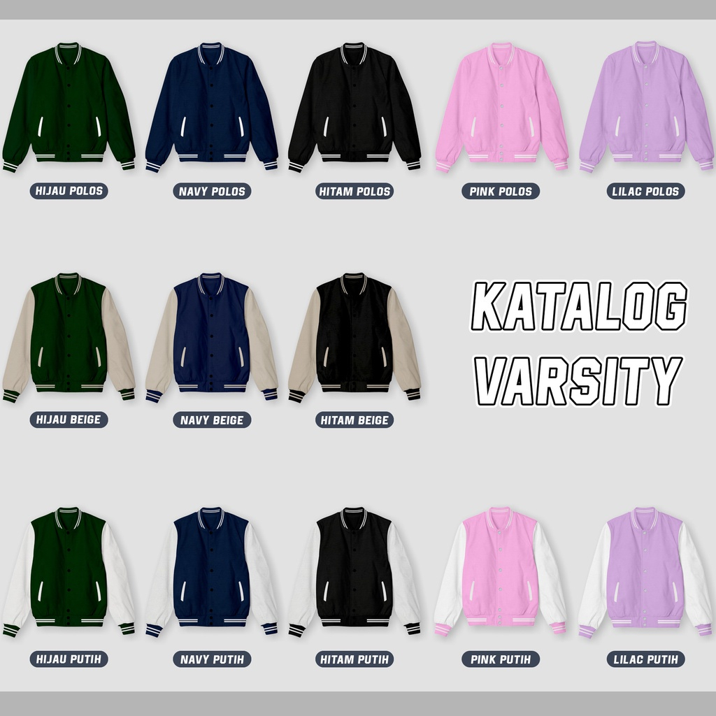 Jaket Varsity Baseball Bomber Polos Pria Wanita