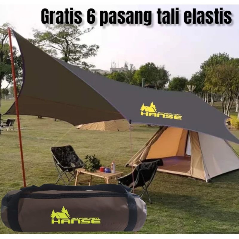 flysheet hexagonal 3x4 6 loop waterproof canopy shelter flysheet dapur tenda